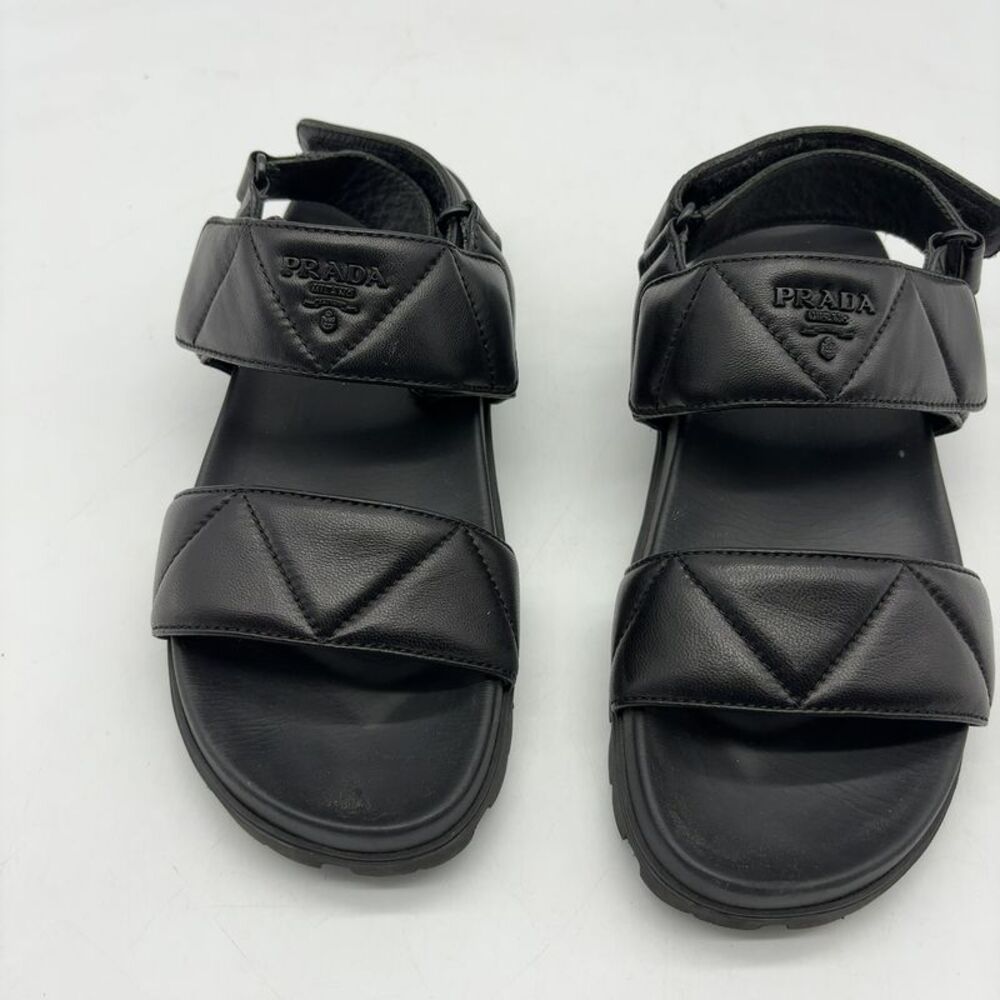 Prada Sport Black Quilted Leather Sandals